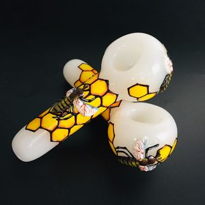 5 tum BEE HAND PIPES HEDY TRY Herb Tobacco Pipe med 3D -färgad ritningssprickvikt 100g