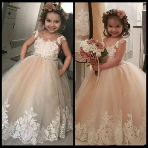 Trendy Lace Toddler Flower Girl Dresses Birthday infant Tutu 2019 Kids Pageant First Communion Dress Long Baby Prom Dresses Girl Wear Gowns