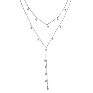 Charm 35 och 41cm multilayer med 10cm lång tofs kedja halsband kvinnor boho strand sexig kristall rhombus multipendant smycken