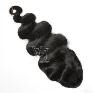 Europäische Single Drawn Horsetail Tight Hole Clip In 120g #1B Körperwelle Kordelzug Pferdeschwänze Remy Virgin Human Hair Extensions