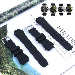 26*16mm de alça de faixa de borracha de borracha de silicone à prova d'água de 16 mm para IWC Watch Man Automatic Ocean IW354807 IW353804 preto com ferramentas