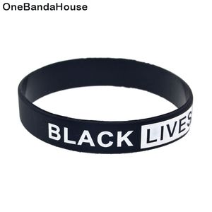 100 Stück Black Lives Matter Silikonkautschuk-Armband, Slogan, Dekoration, Logo, in Farbe gefüllt als Werbegeschenk