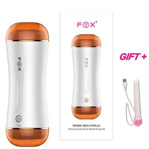 FOX 10 modes Dual Channel anal sex male masturbator for man silicone Vagina real pussy oral vibrator adult Sex Toys for men gay C18112001
