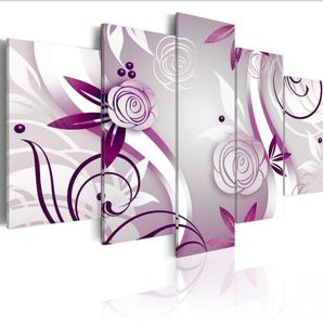 Wholesale rose flowers art resale online - No Frame Set Modern Purple Roses Flower Art Print Frameless Canvas Painting Wall Picture Home Decoration