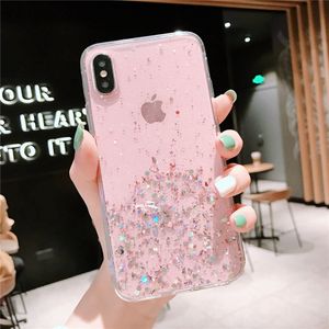 Modna miękka TPU Glitter Poszukiwanie w proszku obudowy ochrony telefonu iPhone'a 6 7 8 xs XR 11 12 13 Mini 14 15 Pro Max Odporny na wstrząsy