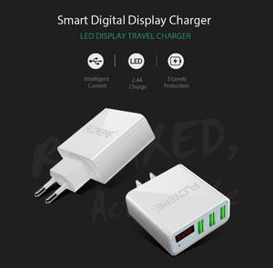Wholesale usb 3 display for sale - Group buy FLOVEME USB Charger W Ports LED Display Portable Phone Chargers Fast USB Charging Travel Adapter For iPhone X Samsung S8