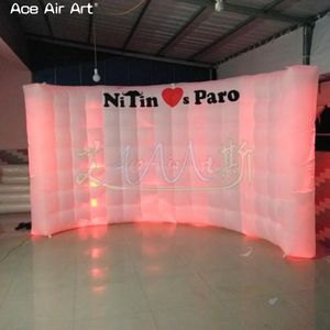 Oggetto popolare curva luce gonfiabile a led murale fotografica spazio gonfiabile Sfondo fotografico per la fiera dell'ufficio decorazione della mostra