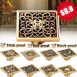 Whole And Retail Euro Floor Drains Antique Brass Shower Floor Drain Bathroom Deodorant Euro Square Floor Drain Strainer Cover 320i