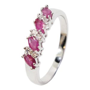 女性のためのHotsale Silver Rubyの婚約リング100％2 mm * 4 mm天然ルビーリング925スターリングシルバールビーの結婚指輪