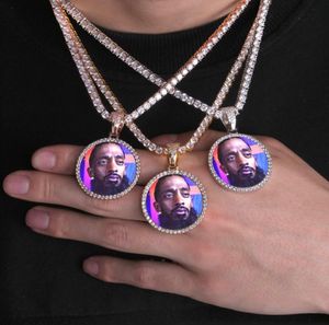 Hip Hop núcleo Sólido Iced Out Personalizado Imagem Pingente de Colar com Corda Cadeia Charme Bling Jóias Para Mulheres Dos Homens