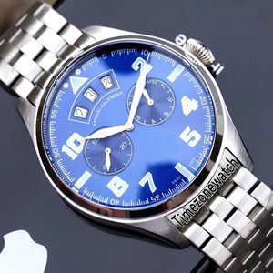 Tani nowy pilot Little Prince IW502703 Blue Dial Duża Data Data Automatyczne męskie Zegarek Ze Stali Nierdzewnej Bransoletka Sport Watches TimeZonewatch