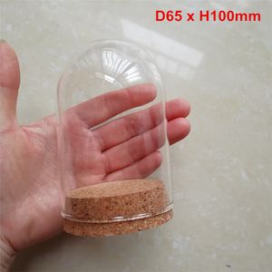 60 x Artlass leere Glasglocken, Glockengläser, Tischdekoration, Kuppel mit Korkboden, Großhandel, D65 x H100 mm