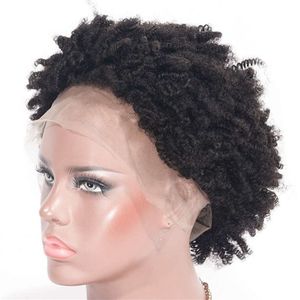 Brazilian Kinky Curly Lace Front Wigs 130% Density Natural Color Short Human Hair Wig for Black Women