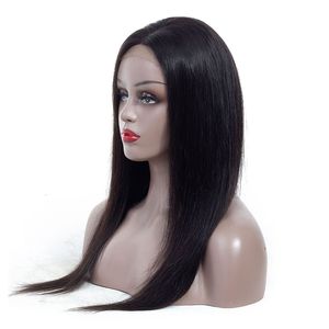 Parrucche per capelli umani lisci vergini brasiliani Pre pizzicate 4 per 4 parrucche con chiusura in pizzo per donne nere Densità 250% Parte centrale da 10-24 pollici