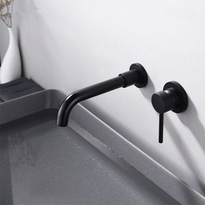 Brass Matte Black Bathroom Sink Faucet Tap Hot Cold Wash Basin Water Swivel Spout Wall Mounted Bath Mixer Brushed Rose Gold