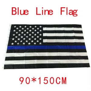 90 * 150 cm BlueLine USA Bandiere della polizia 3x5 piedi sottile linea blu USA Bandiera nera bianca e blu bandiera americana con occhielli in ottone DBC BH2686