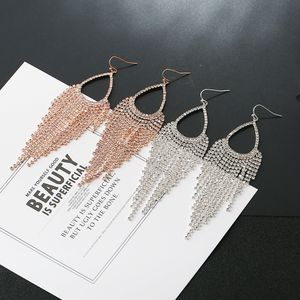 Wholesale- tassel dangle earrings women girl golden silver chains fringes chandelier earring Luxurious bride wedding jewelry free shipping