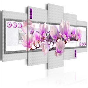 Wholesale purple flower frame for sale - Group buy HD Fashion No Frame Set Modern Poster Purple Magnolia Flower Art Print Frameless Canvas Painting Wall Picture Home Decoration