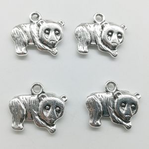 100 adet Panda Hayvan Charms Kolye Retro Takı Aksesuarları DIY Antik gümüş Kolye Bilezik Küpe Anahtarlık Için 14 * 17mm