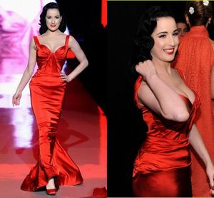 Red Soft Satin Pleated Mermaid Evening Elegant Formal Dresses 2020 Spaghetti Draped Bodies Red Carpet Dress Fashion Runway Robes De Soirée