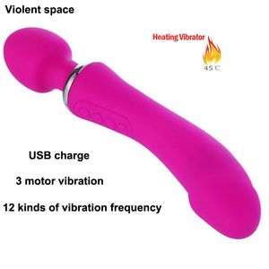 12 Geschwindigkeiten Vibratoren für Frauen Klitoris Zauberstab G Fleck Dual-Head Dildo Vibrator Sex Spielzeug für Frau Vibrador Mujer Erwachsene Spielzeug Y19062602