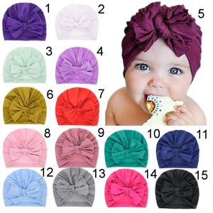 子供の赤ちゃん女の子の弾性帽子Boho Hat Beanie Scarfターバンヘッドラップコットンキャップ生まれたばかりの写真PropsニットキャップMZ028