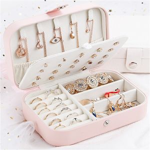 Protable PU Leather Jewelry Box Necklace Ring Earrings Storage Organizer Holder Travel Cosmetics Beauty Accessories Display Case