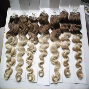 100g onda corporal micro laço extensões de cabelo humano ombre cor micro loop anel hair cor remy pré-ligado extensão de cabelo 1g / 1s