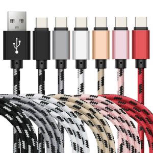 3ft 6ft 10ft 1m 2m 3m Tyg Mikro USB -kabel Snabbladdning Telefondata Adapter USB Typ C Laddningssladdtr￥d f￶r mobiltelefon