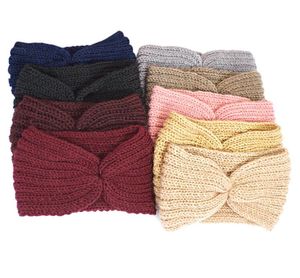 Women girls Crochet Bows Knot headband Knitted Head Wrap turban Hairband Winter Ear Warmer Headbands Hair Band Accessories