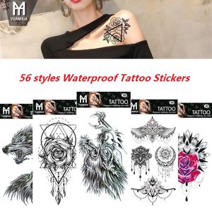 Vattentät tillfälliga tatueringar klistermärken Dreamcatcher Feather Totem Flower Fake Flash Tattoo Stickers Body Art for Men Women