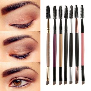 No Logo Make-up-Pinsel mit Holzgriff, doppelseitige Augenbrauen-Flachwinkelpinsel, Brochas Maquillaje Profesional Pinceaux, NEU #7