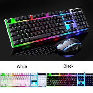 Wholesale 2020 G21 Keyboard Mouse Set Colorful Backlit Standard Keyboard 104 keys Wired USB Ergonomic Gaming Keyboards and Mouse