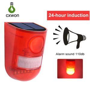 Solar Warning light 110db 6led strobe warning lamp 24hrs Motion Sensor IP65 Waterproof Caution Light For Warehouse Secret Place Wall