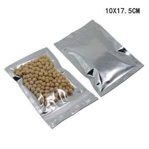 10x17.5 cm Aluminum Foil Resealable Food Storage Bags with Tear Notches Mylar Packing Pouch Baggies for Candy