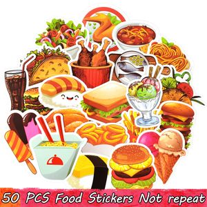 50 PCS Delicious Food Stickers Decals for Home Party Decor DIY Laptop Skateboard Luggage Fridge Water Bottle Bike Car Gifts Toys for People