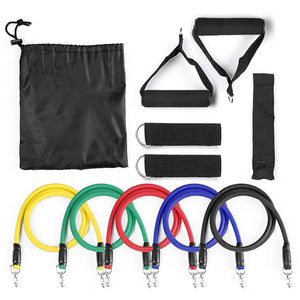 Vendita calda 11Pcs Fasce di resistenza Set Expander Yoga Esercizio Fitness Tubi di gomma Banda Stretch Training Home Palestre Allenamento Elastico Pull Rope