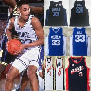 Wholesale olympics basketball dream team jerseys for sale - Group buy 1996 USA Dream Team US mens Blue Devils Grant Hill retro basketball jerseys WHITE BLACK BLUE