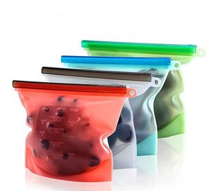 Sacchetti riutilizzabili per alimenti in silicone per alimenti Borsa per il pranzo fresco Sandwich Snack Sacchetti per congelatore liquidi Sigillo ermetico Sacchetti per la conservazione di frutta e verdura 1000ml