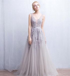 2019 Vestidos de Novia A Line Sexy Deep-V Back Bead Lace Long Tulle Wedding Dresses Backless 리본 다채로운 블러시 핑크 브라 가운 1197