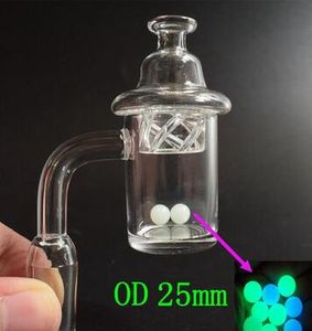 DHL Latest 4mm Clear Bottom Quartz Banger Nail with Spinning Cyclone Carb Cap Glow in the Dark Luminous Terp Pearl for Glass Bong