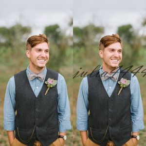 2019 Brytyjski Styl Vintage Grey Groom Kamizelki Formalne Garnoskie Kamizelka Kamizelka Męska Ślub Tuxedo Waistcoat Plus Size