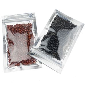 20 * 30 cm 100 pcs por bolsa de folha de alumínio bolsa de bolso com zíper de fecho de veludo reclosable coco food seal polybag frente saco de plástico transparente