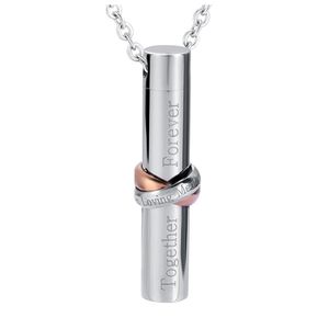 Cylinder Pendant Memorial Urn Necklace Engraved Pendant for Memorial Ashes with Stainless Steel Keepsake Ash Jewelry