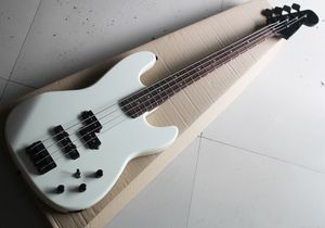 Factory Direct Sale 4 Strings Matte White Electric Bass Guitar with 3 Pickups,Black Hardware,Rosewood Fingerboard,