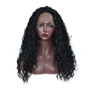 Kinky Curly Syntetisk Lace Front Wig För Black Women Best Quality Kanekalon Hög temperatur Fiber Lace Front Wig med naturlig hårlinje