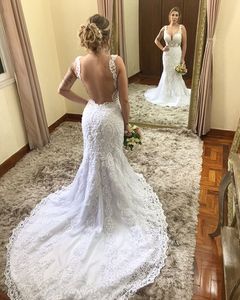 Dresses Designer Mermaid Lace Illusion Back Court Train Wedding Dress Bridal Gowns Vestidos Novia Sirena Robes De Marie