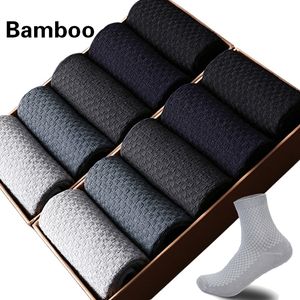 10 par / lot män bambu fiber strumpor män kompression hajuku långa strumpor affärer casual mens klänning socka för gåva plus storlek43-46 mx190719