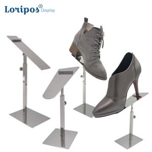 Stainless Steel Shoe Rack Shoes Holder Bracket Shoes Display Stand Men Women Shoes Riser Pallet Table Display Tray Metal Rack