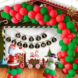 Noel Balon Seti 10 inç Kırmızı Yeşil Noel Lateks Balon Karikatür Noel Baba Kardan Adam Alüminyum Folyo Balon Helyum Balonları DBC VT1056